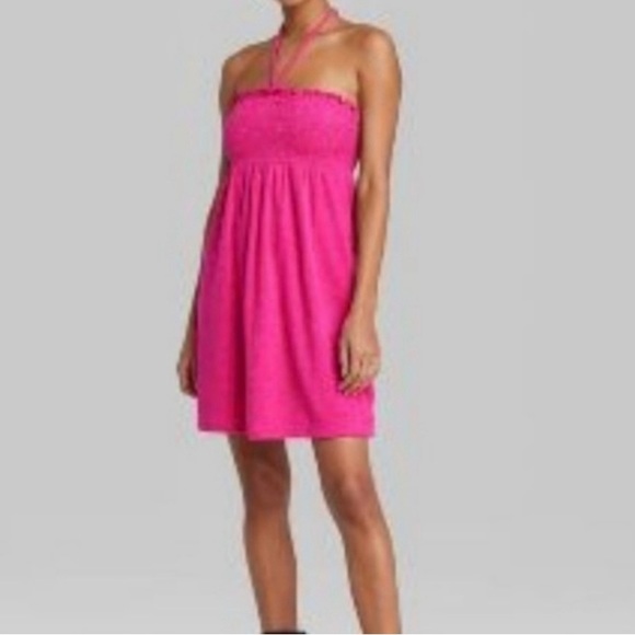 Wild Fable Pink Swimsuit Cover-up Halter Dress Tunic - Picture 2 of 3